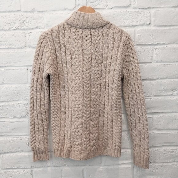 Inis Crafts Sweater Women Small Beige Wool Fisherman Cable Knit Zip Cardigan. - Picture 2 of 8